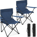 Folding Camping Chairs 2 Pack for Adults 300LBS Capacity Foldable Portable Lawn Chairs with Carry Bag Compact Design for Camp Beach Picnics and Outdoor (Navy)
