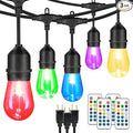 Mlambert 144Ft(3x48ft) Multicolor Outdoor Patio Lights Dimmable RGB Cafe String Lights with 45+6 Waterproof LED Bulbs for Garden Bistro-Black 3 Pack