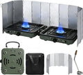 2 Burner Camping Stove with Windscreen Portable Folding Gas Stove with 17200 BTU Adjustable Burners12 Plates Foldable Aluminum Camping Stove Windshield Suitable for Propane &amp Butane