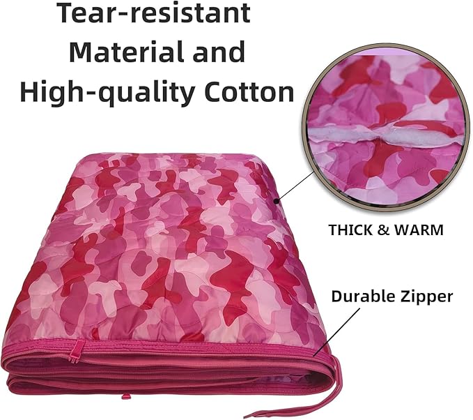 Camo Poncho Liner Army Blanket Military Sleeping Bag with A Compression Carrying Bag for Traveling Hiking Camping Outdoor Survival Car Blanket