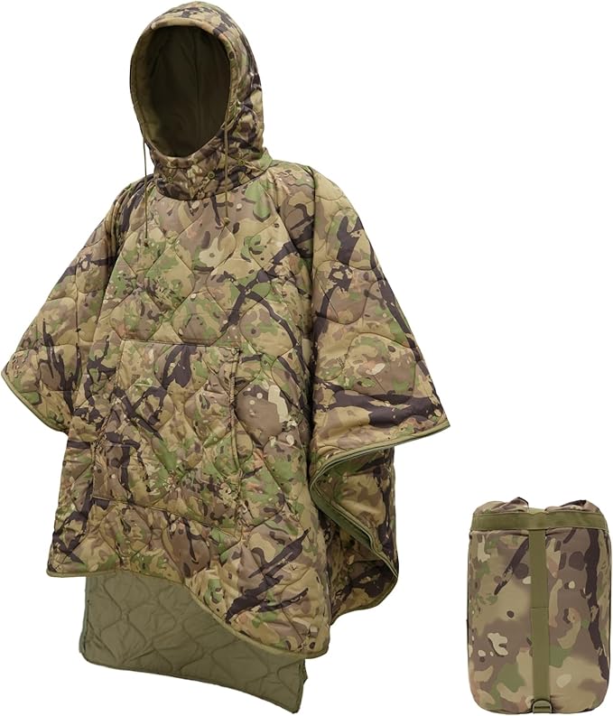 LOOGU Camo Blanket Waterproof Insulation Poncho Liner for Outdoor Camping Hiking Hunting Survival Backpacking Picnicking