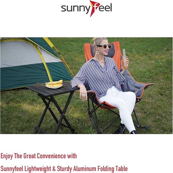 SUNNYFEEL Folding Camping Table - Lightweight Aluminum Portable Picnic Table 18.5x18.5x24.5 Inch for Cooking Beach Hiking Travel Fishing BBQ Indoor Outdoor Small Foldable Camp Tables