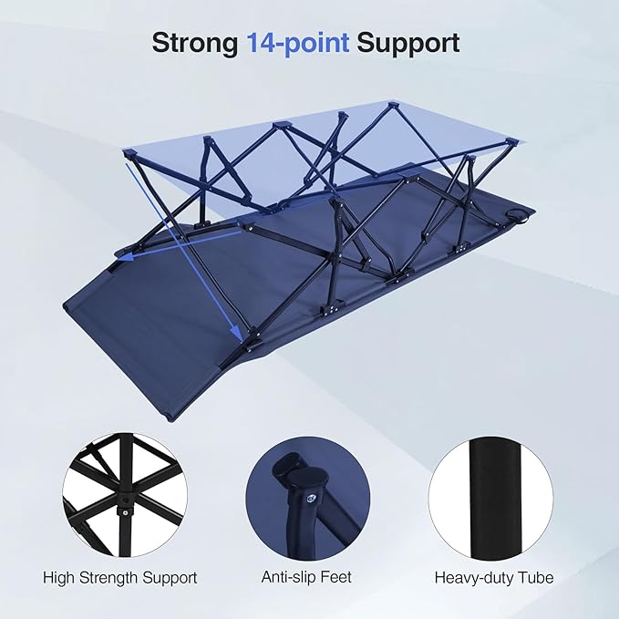 REDCAMP Oversized Heavy Duty Camping cots for Adults 500lbs Extra Wide Tall Portable Sleeping Cots XL Cots for Outdoor or Indoor Office Blue