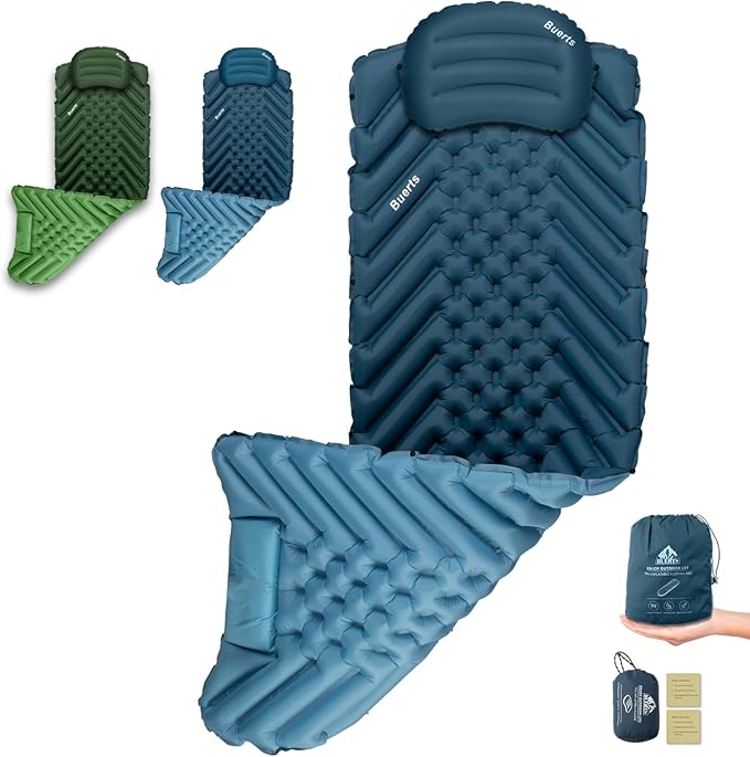 Camping Sleeping mat and Inflatable Pillow - Set Portable Ultra-Light Thickened Quick to inflate in 30s can be Spliced. Suitable for Backpacking Hiking Camping and Other Scenes