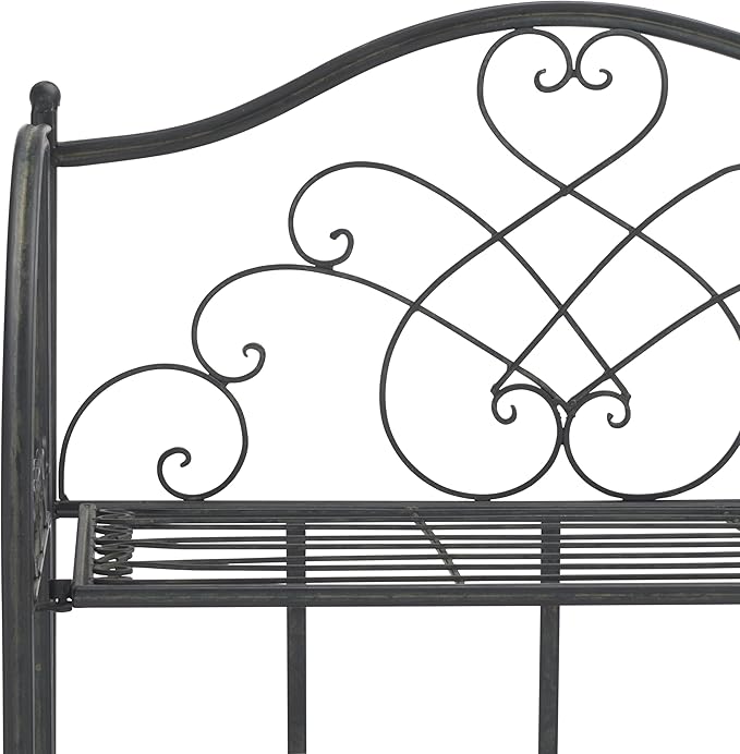 SAFAVIEH Outdoor Collection Amaris Victorian Scroll Antique Black 4-Tier Shelf Baker's Rack (Fully Assembled)