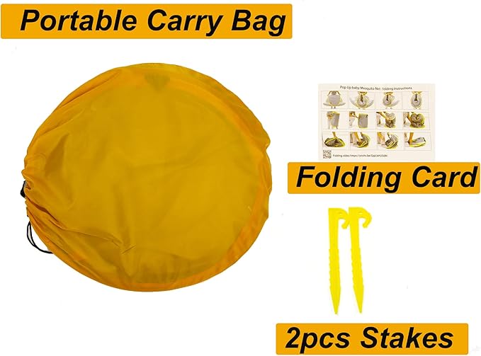 Poray Portable Baby Beach Tent with UPF 50+ Sun ShelterMosquito Net and Sunshade Ideal Pop Up Kids Travel Tent with Carry Bag &amp 2 StakesOutdoor Indoor Play and Sun Protection