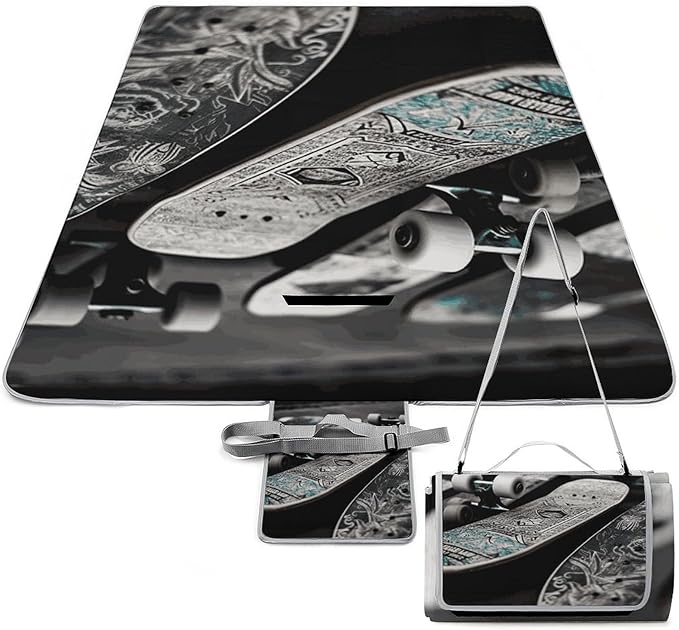 Skate Boards Beach BlanketPortable Waterproof Picnic Blanket58.3''x 58.3'' Extra Large Picnic Mat for BeachCamping Grass Lawn Park Accessorie for Festival BBQ