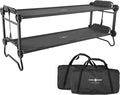 Disc-O-Bed Large Outdoor Convertible 2 Person Bench and Double Camping Cot Portable Bed Bunk System for Adults Black