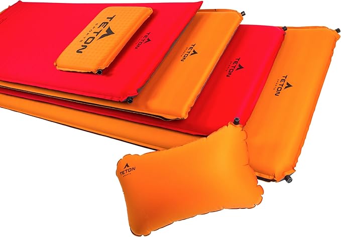 Teton Camping Seat Cushion Stadium Seat Office Chair Car Pad Inflatable Orange