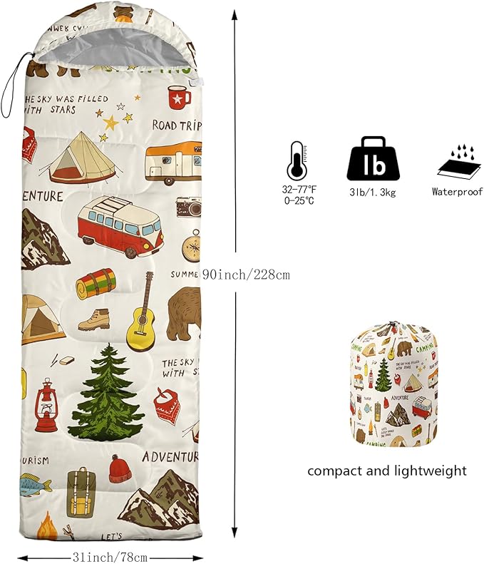 Print sleeping bagsleeping bagsOutdoor Camping Sleeping BagSuitable For Children Boys And Girls PortableWaterproofCompact And LightweightGreat For Outdoor CampingBackpacking And Hiking