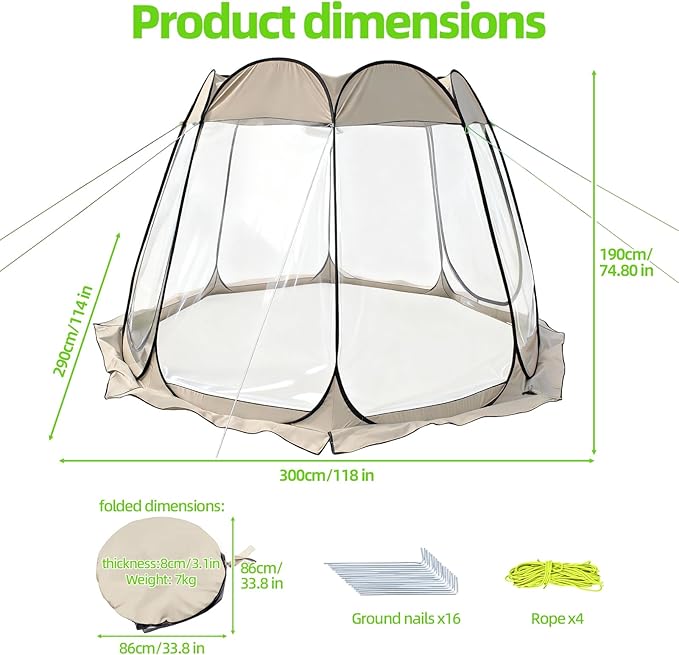 Pop Up Bubble Tent 8 Sizes Portable Clear Dome Weather Proof Garden Tent Waterproof Outdoor Large Outdoor Camping Shelter with Vent Window Screen House for PartyBackyardsCampingSports