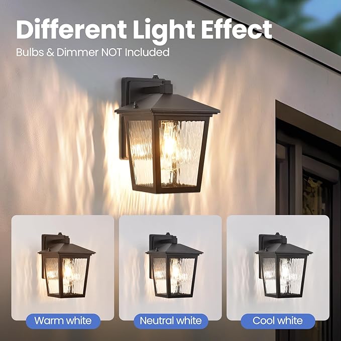 Dusk to Dawn Outdoor Wall Lantern Exterior Wall Sconce Light Fixture with E26 Base Black Waterproof Wall Mount Light Outdoor Lantern for Porch