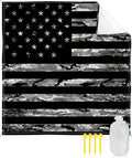 Beach Blanket Waterproof Sandproof OversizedAmerican Flag Independence Day Beach Mat with Corner Stakes Sand PocketsUSA Stars and Stripes Camouflages Outdoor Picnic Mat for Travel Camping95x80In