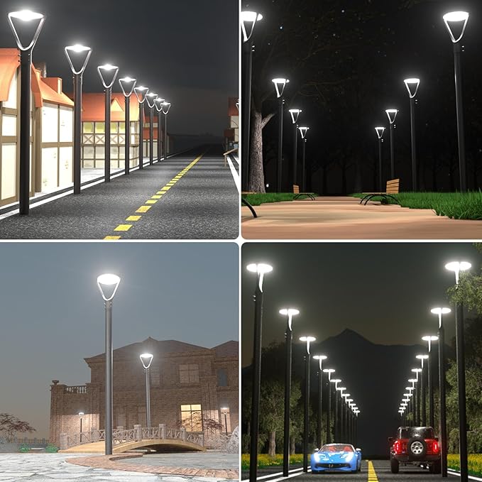 Lightdot LED Post Top Lights 200W Circular Area Light 30000Lm 5000K LED Parking Lot Light with Photocell Outdoor Pole Lights Fixture for Garden Yard Street Lighting - 6 Pack
