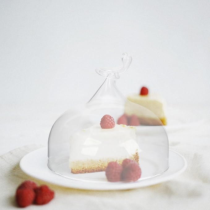 Glass Cake Cover Dome 20cm Height 18.3cm Diameter Smoke Glass Food Protective Lid Household Cake Display for Bakery and Restaurant Use