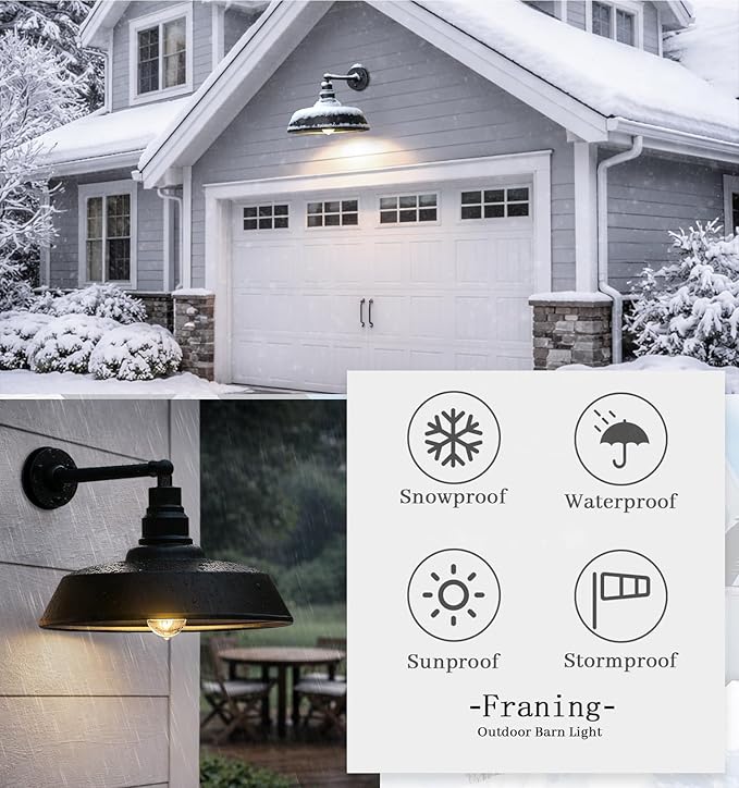 21 Large Outdoor Barn Light with Gooseneck Arm - Farmhouse Exterior Light Fixture Wall Mount Industrial Outdoor Wall Light Great for Patio and Porch Light