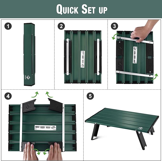 VILLEY Portable Mini Folding Beach Table Ultralight Aluminum Side Table with Carry Bag for Camping Picnics and Outdoor Activities