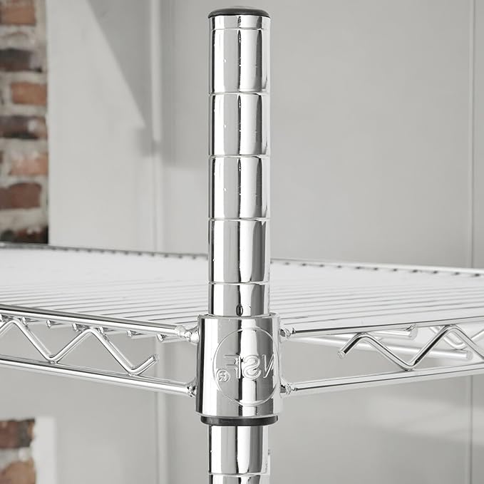 H27 Chrome Set of 4 Posts | Heavy Duty | Utility Shelving Units - Commercial Wire Shelf Shelving Posts Adjustable shelvingNSF Chrome Post - Durable Corrosion-Resistant Easy Assembly Adjustable