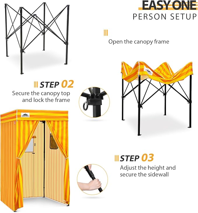 EAGLE PEAK Flex Compact 4x4 Pop-up Canopy Changing Room Portable Privacy Dressing Room for Indoor Fashion Photoshoots Camping or Pool Yellow/Orange