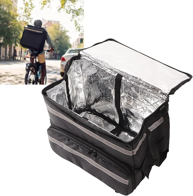 Insulated Pizza Delivery Bag 50L Food Delivery Backpack Large Capacity Food Carrier with Expandable Layer Insulated Grocery Bag for Commercial Delivery Camping Travel