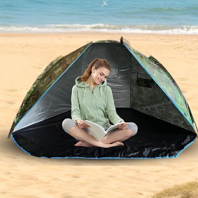 Beach Tent Sun Shelter – Fishing Tent with Nails 220x120x120cm Camping Shelter | Portable Sun Protection with Carrying Bag for Travel Hiking Festival Garden &amp Outdoor Use