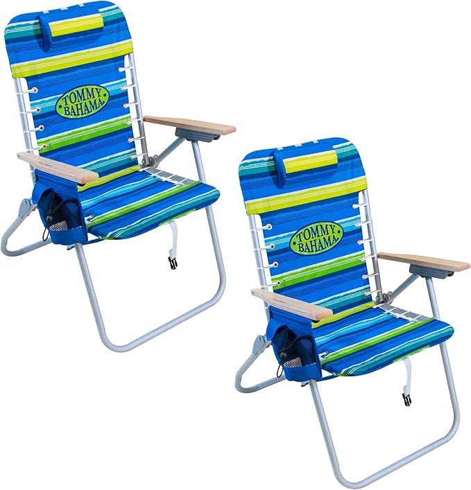 Tommy Bahama Hi-Boy 17 Seat Height 4-Position Lace-Up Suspension Folding Beach Backpack Chair