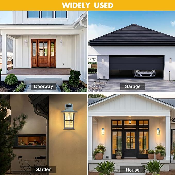 Motion Sensor Porch Lights with GFCI Outlet Outside Dusk to Dawn Wall Mount 3 Lighting Modes Exterior Light Fixture Waterproof Outside Wall Lamp for House Patio Garage.(White1 Pack)