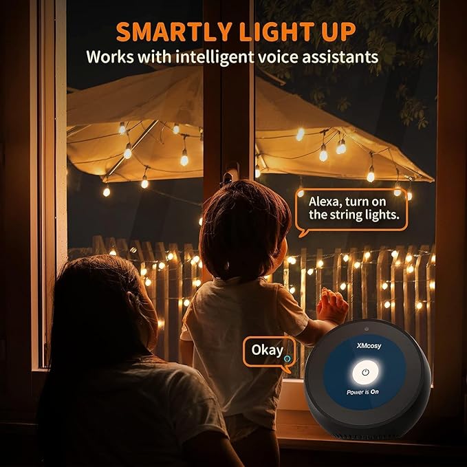 XMCOSY+ Smart Outdoor String Lights 75Ft G40 Globe Patio Lights with 34 Dimmable LED Bulbs WiFi &amp APP Control Work with Alexa Extendable Waterproof LED String Lights for Outside Porch Backya