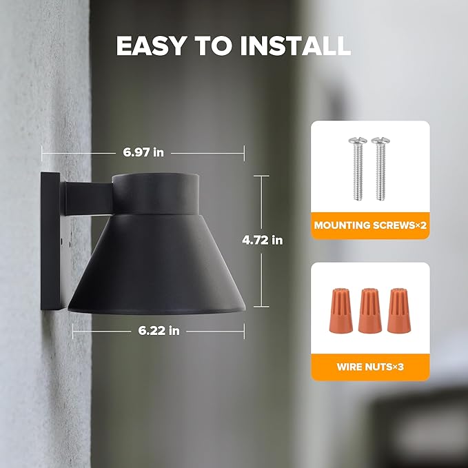 UME 2 Pack LED Outdoor Wall Light Fixtures Black Front Porch Lights Wall Mount Lighting Exterior Waterproof Wall Lantern Light Fixture Anti-Rust Farmhouse Wall Sconce for Patio Doorway Garage
