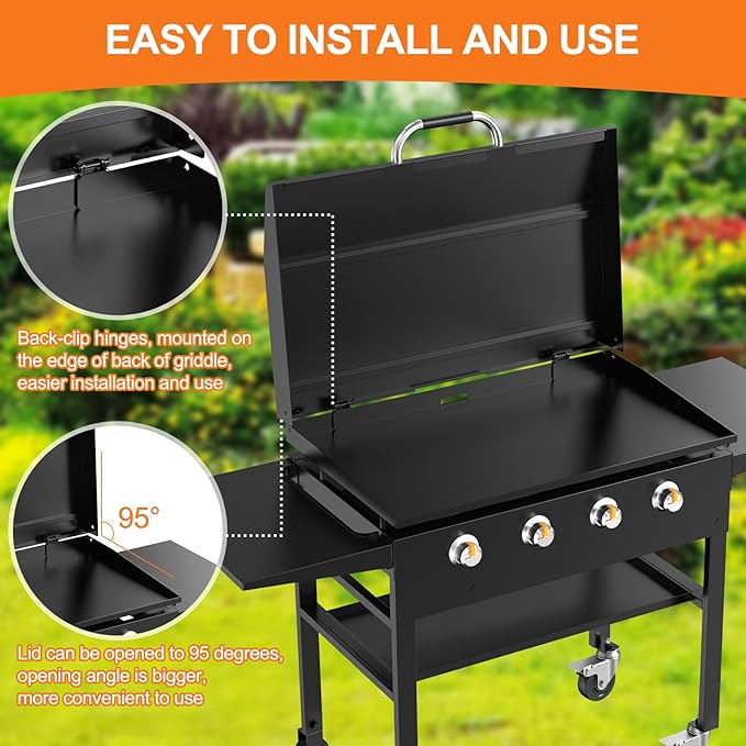 Back Hinged Lid with Handle for Blackstone and Other Brand 36 Griddles Griddle Accessories Hard Cover Hood for Blackstone 36 Griddle 1825 1818 1836 1899 1863 1866 2122 1923 1565 1554 1560 2149 1841