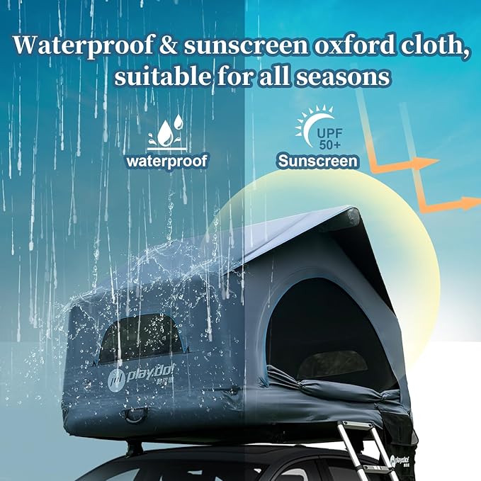 2 Person Inflatable Car Roof Top Tent with Pump4 Season Waterproof and Sun Resitant Camping Dome Roof Top Tents Camping Tent for SUV Truck and Universal CarsEasy Setup