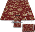 Flower Maroon Gold Floral Classy Burgundy Antique Waterproof Outdoor Picnic Blanket Sandproof Beach Mat for Camping Hiking Grass Travelling
