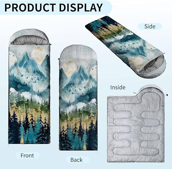 Camping Sleeping Bags Lightweight Waterproof Sleeping Bag and Compact with Compression Sack for Outdoor