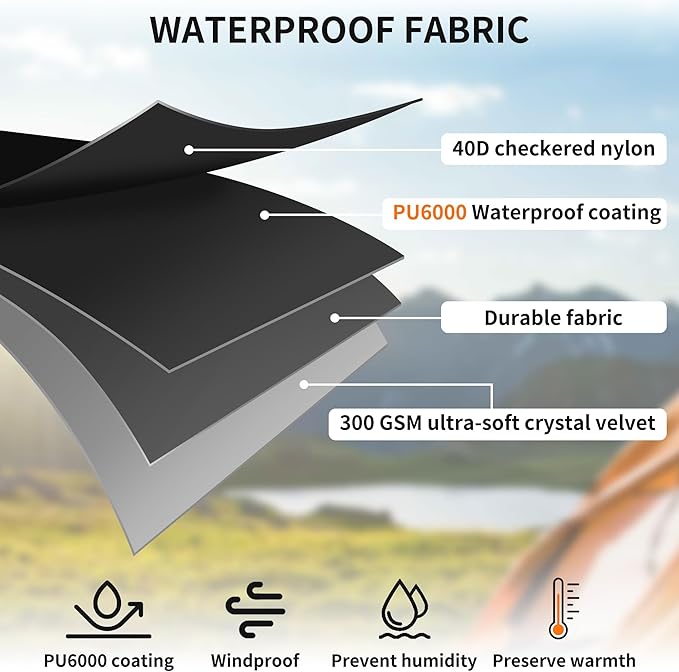 Large Camping Blanket Hooded Stadium Blanket with Crystal Velvet Lining Waterproof Windproof Warm Outdoor Blankets for Camping Picnic Stadium Sports Beach Concerts (59x 79)