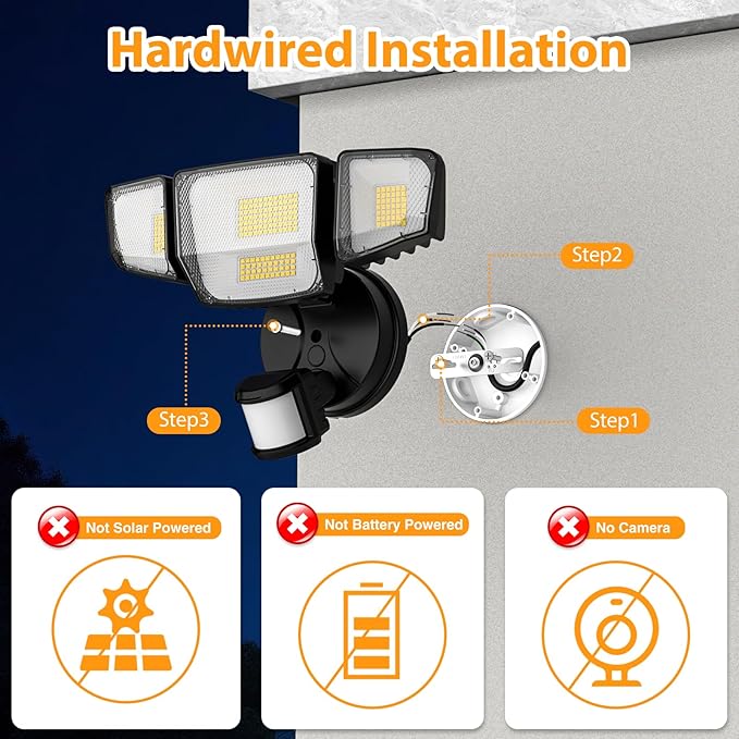 90W 10000LM LED Security Lights Motion Sensor Outdoor Lights 4 Head Dusk to Dawn 6500K Daylight Flood Lights Outdoor Motion Sensor IP65 Waterproof Motion Light for Outside Garage Yard Porch