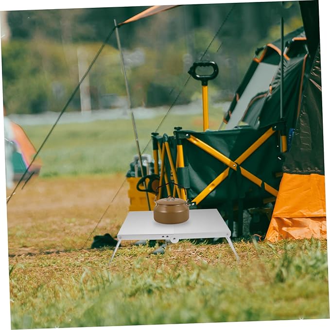 POPETPOP Compact Mini Beach Table Lightweight Aluminum Portable Picnic and Camping Tray for Outdoor Use Easy Assembly Heat-Resistant Design for Family Gatherings