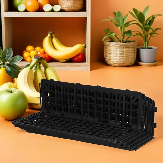 LOGOFUN 6PCS Plastic Shelf Rail Guardrail Supermarket Produce Display Divider for Grocery Store Shop Market Home Supplies - Black