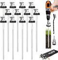 12 Pcs 12 Drillable Tent Stakes Hex Pegs Stakes Drillable Threaded Long Hook Top Packs Tent Stakes for Grassland Garden Tents Canopies Awnings Camping Travel (Hex Tool and Storage Bag)