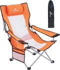 Sportneer Beach Chair: Adjustable Folding Chair with Cup Holder &amp Side Pocket - Portable &amp Compact Beach Chairs for Adults with Reclining Positions for Camping Picnic and Outdoor Orange