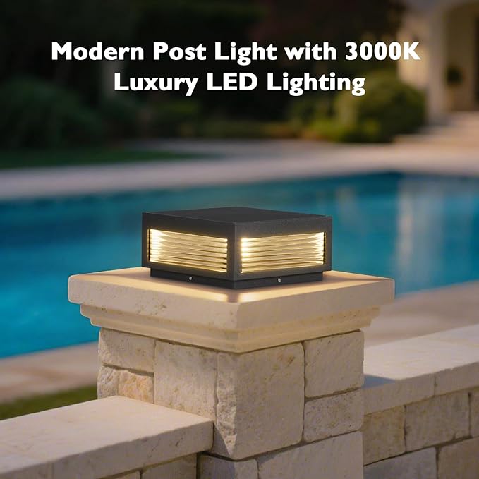 Outdoor Post Lights 11.81 Column Pillar Light Hard Wired Modern Fence Posts Lamp Waterproof 3000K Warm LED Lighting Lantern with E26 Bulb for Patio Driveway Garden Decoration