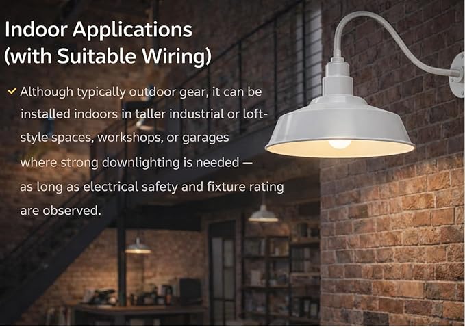 AGB102-AS20-WH Gooseneck Barn Light - White Outdoor Dome with Incandescent Downlight | Wall-Mount Fixture for Patios Gardens Pathways and Large Outdoor Living Spaces