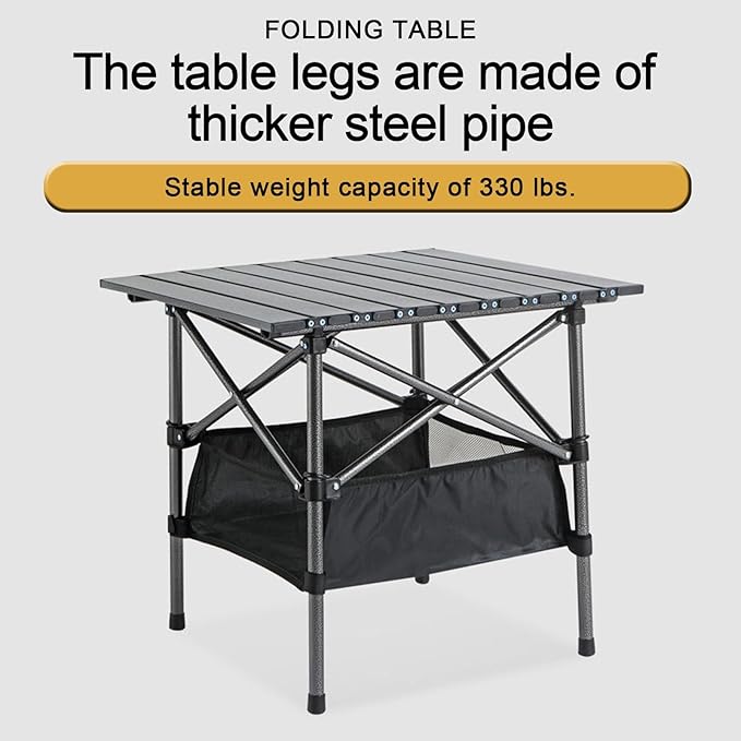 Portable Foldable Camping Table Lightweight Aluminium Alloy Rolling Design Ideal for Camping Picnics BBQs and Parties Available in 3 Sizes Log Colour 47.2X2.