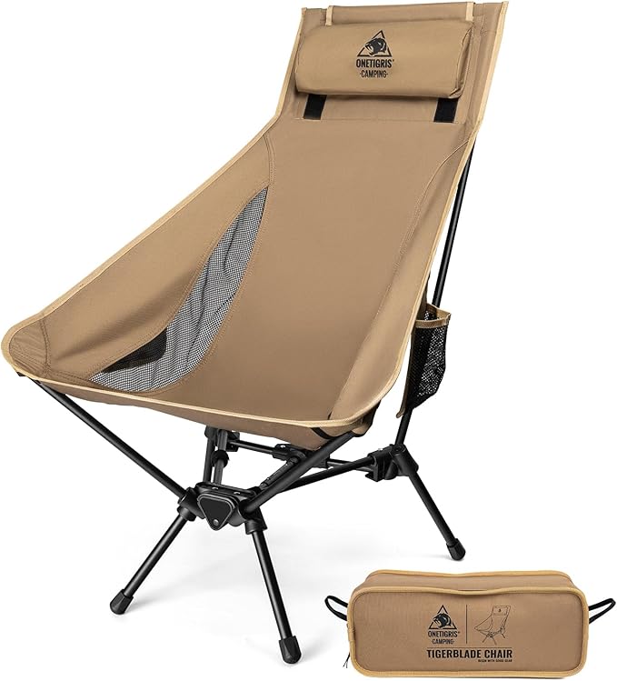ONETIGRIS Tigerblade High Back Camping Chair with Pillow Design Comfortable Widened Seat Folding Chair