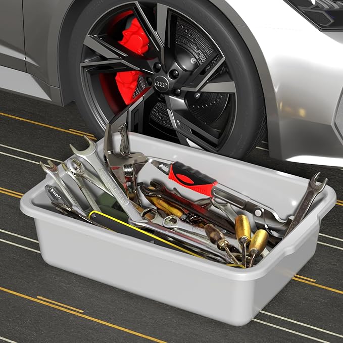 Ggbin 4 Pack Extra Large Plastic Bus Tubs 35 L Commercial Bus Boxes Gray