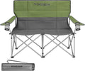 [outlets]VIVOSUN Double Camping Chair Fully Padded Folding Loveseat Portable Oversized Duo Chair with Storage Cup Holders Height-adjustable Armrests &amp Carry Bag Supports up to 500lbs Green &a