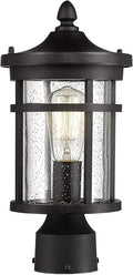 Bestshared Outdoor Post Light 13.75 Height Exterior Post Lighting Fixture Outdoor Patio Post Lantern for Pathway Driveway Front/Back Door Post Lamp in Black Finish with seeded Glass