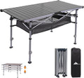 Ablazer Camping Table with Carry Bag Adjustable Height Portable Table for Outdoor Camping Picnic Beach Aluminum Picnic Roll-up Table for 4-6 Person