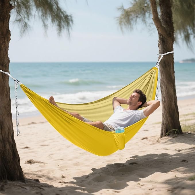 Chrome Yellow Camping Hammock Hammocks with Tree Straps Camp Hammock 114 x 54