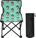 Sinestour Teal Custom Photo Folding Camping Chair for Teen Child Personalized Name 14.6×14.6in Portable Outdoor Chair with Carry Bag for Beach Picnic Travel