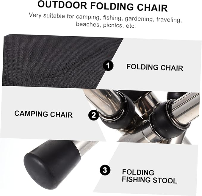 Yardwe Portable Outdoor Folding Stool Stainless Steel Camping Chair Adjustable Height Fishing Stool Lightweight for Hiking Travel and Picnics